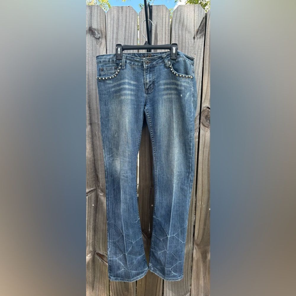 Rue 21 Premiere Stud Embellishments Bootcut 5 Pocket Button Zipper Closure Women